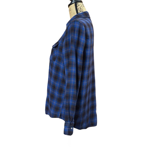 Forever 21 Blue Plaid Button Down Flannel Shirt Size M - Picture 4 of 6